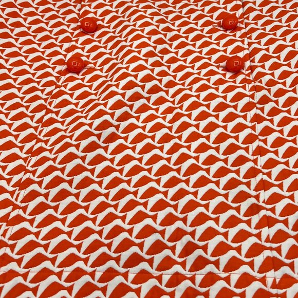 Vineyard Vines Geo Fish Jacquard Skirt Orange Red Sailor Button Short Mini - Picture 3 of 4